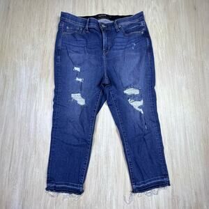 Torrid Sky High Skinny Crop Blue Distressed Fray Ankle Casual Denim Jeans 18